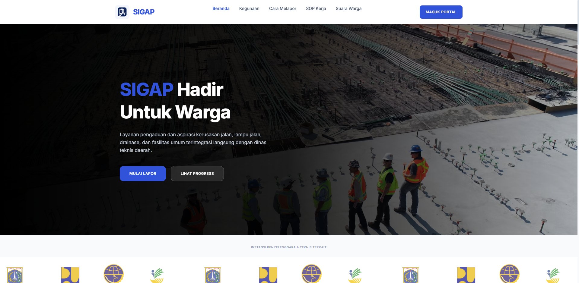 Tampilan platform SIGAP
